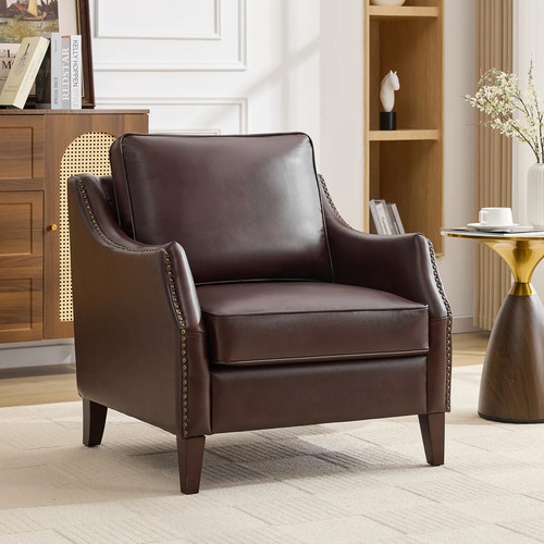 Red brown genuine leather - brown,