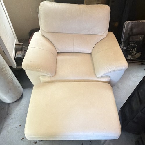 Beige leather armchair - beige, w/