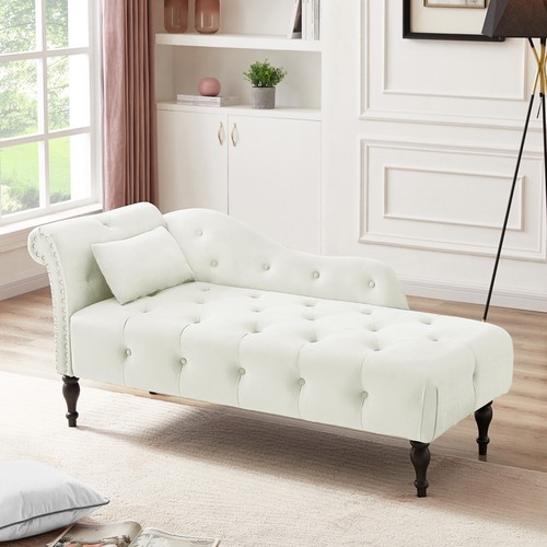 Velvet chaise lounge couch - 60",