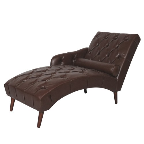 Classic faux leather chaise - faux,