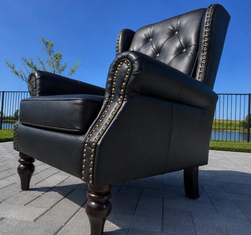 Black leather wingback - black, pu