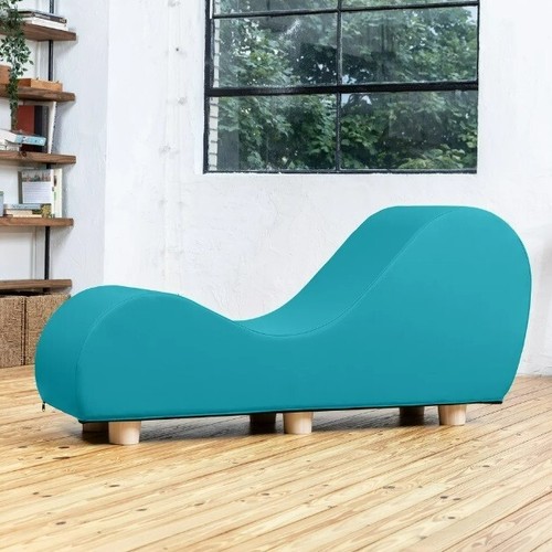 Blue faux leather chair yoga - blue,